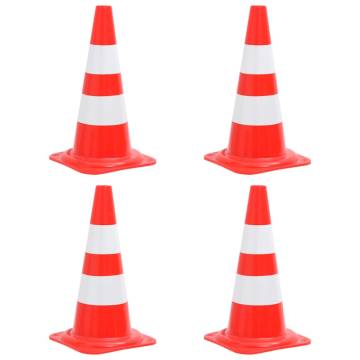 Reflective Traffic Cones Set - 4 Pcs Red & White 50 cm