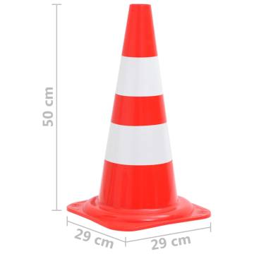 Reflective Traffic Cones Set - 4 Pcs Red & White 50 cm