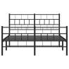 Metal Bed Frame with Headboard & Footboard - Black 120x190 cm