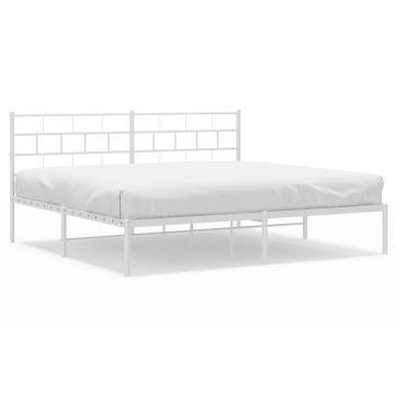 Elegant White Metal Bed Frame 180x200 cm Super King | HiPoMarket