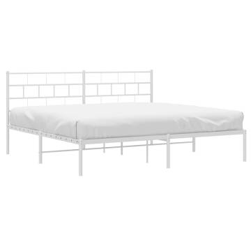 Elegant White Metal Bed Frame 180x200 cm Super King | HiPoMarket