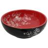 Chic Black and Red Round Countertop Basin - 41x14 cm Ceramic