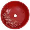 Chic Black and Red Round Countertop Basin - 41x14 cm Ceramic