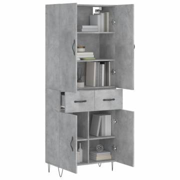 Stylish Highboard Concrete Grey - Durable Engineered Wood