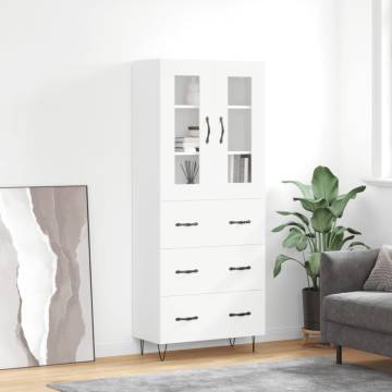 Elegant Highboard in White - 69.5x34x180 cm Engineered Wood