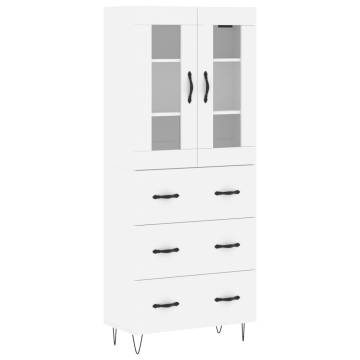 Elegant Highboard in White - 69.5x34x180 cm Engineered Wood