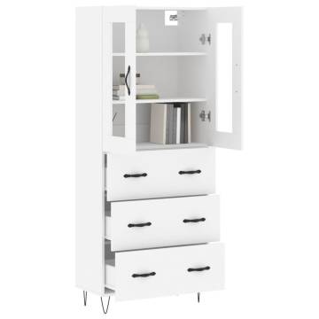 Elegant Highboard in White - 69.5x34x180 cm Engineered Wood