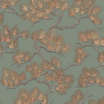 DUTCH WALLCOVERINGS Green Pine Tree Nonwoven Wallpaper