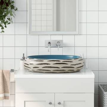 Multicolour Oval Countertop Basin - 59x40 cm Ceramic