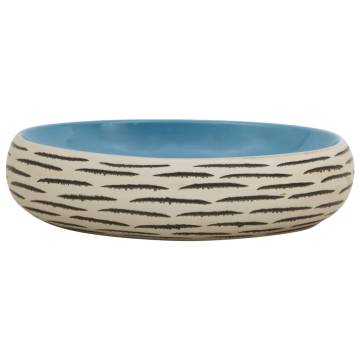 Multicolour Oval Countertop Basin - 59x40 cm Ceramic