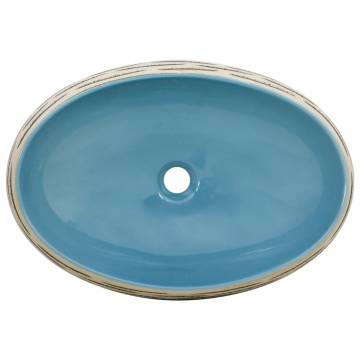 Multicolour Oval Countertop Basin - 59x40 cm Ceramic