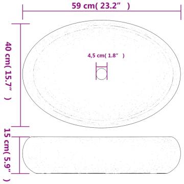 Multicolour Oval Countertop Basin - 59x40 cm Ceramic