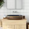 Brown & Blue Ceramic Countertop Basin - Elegant & Unique