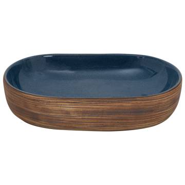 Brown & Blue Ceramic Countertop Basin - Elegant & Unique