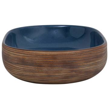 Brown & Blue Ceramic Countertop Basin - Elegant & Unique