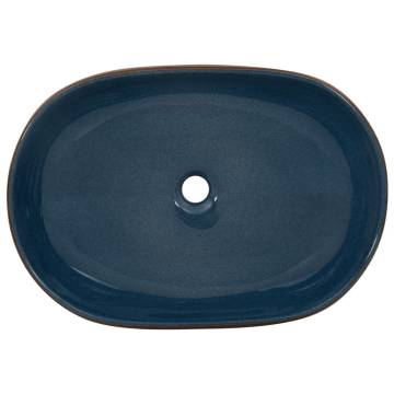 Brown & Blue Ceramic Countertop Basin - Elegant & Unique