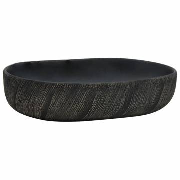 Elegant Black Oval Countertop Basin - 59x40 cm Ceramic