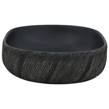 Elegant Black Oval Countertop Basin - 59x40 cm Ceramic