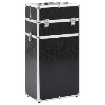 Stylish Black Aluminium Make-up Trolley with Crocodile Pattern