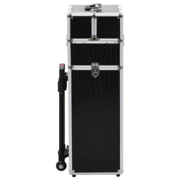 Stylish Black Aluminium Make-up Trolley with Crocodile Pattern