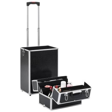 Stylish Black Aluminium Make-up Trolley with Crocodile Pattern