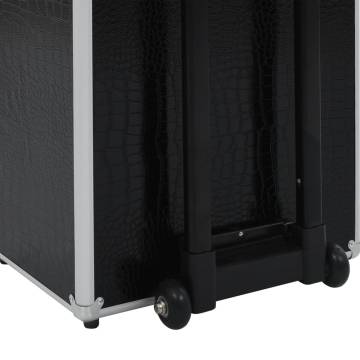 Stylish Black Aluminium Make-up Trolley with Crocodile Pattern