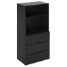 FMD Dresser with 3 Drawers & Open Shelving - Black | HipoMarket