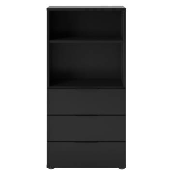 FMD Dresser with 3 Drawers & Open Shelving - Black | HipoMarket