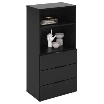 FMD Dresser with 3 Drawers & Open Shelving - Black | HipoMarket