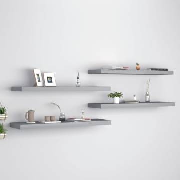 Stylish Floating Wall Shelves - 4 Pcs Grey MDF