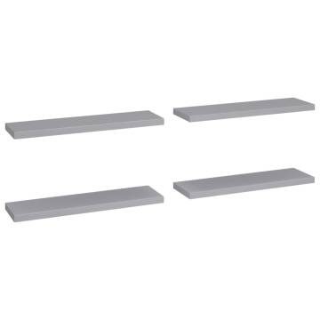 Stylish Floating Wall Shelves - 4 Pcs Grey MDF