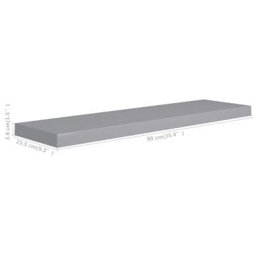 Stylish Floating Wall Shelves - 4 Pcs Grey MDF