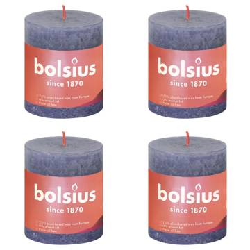 Bolsius Rustic Pillar Candles 4 pcs Twilight Blue | HipoMarket