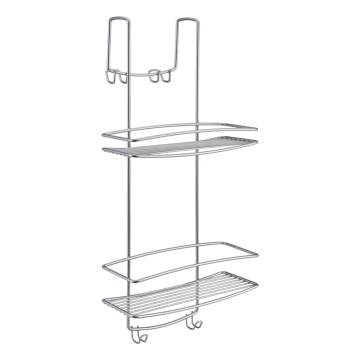 Metaltex 2-Tier Douche Rack with Hooks - Onda Silver