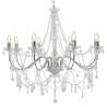 Elegant Silver Chandelier with Beads - 8 x E14 Bulbs