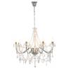 Elegant Silver Chandelier with Beads - 8 x E14 Bulbs