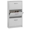 FMD White Shoe Cabinet with 3 Tilting Compartments