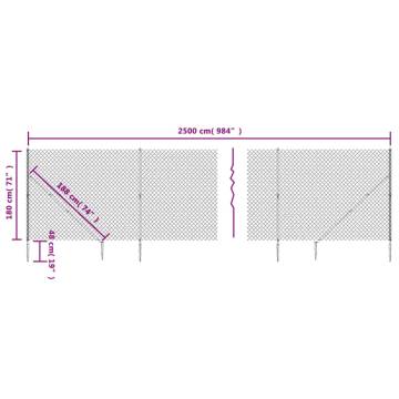 Chain Link Fence with Spike Anchors Green 1.8x25 m - Hipomarket