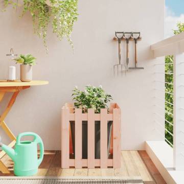 Garden Planter with Fence Design - Solid Douglas Wood 50x50 cm