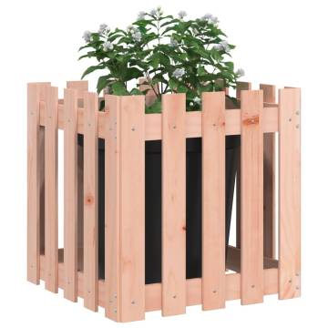 Garden Planter with Fence Design - Solid Douglas Wood 50x50 cm