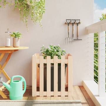 Garden Planter with Fence Design - Solid Pine 60x60x60 cm