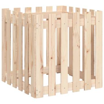 Garden Planter with Fence Design - Solid Pine 60x60x60 cm