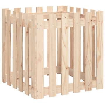 Garden Planter with Fence Design - Solid Pine 60x60x60 cm