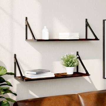 Smoked Oak Wall Shelves - 2 pcs | Stylish Storage Solution