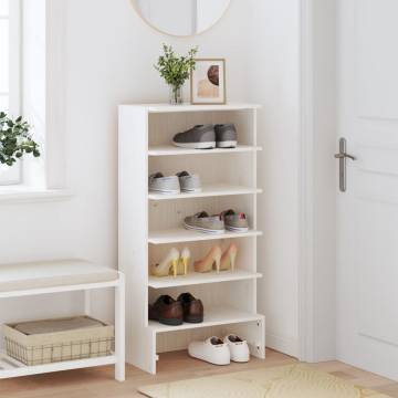 Elegant White Shoe Cabinet - Solid Pine Wood - 52x30x104 cm