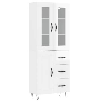 Stylish Highboard High Gloss White - 69.5x34x180 cm