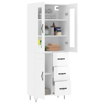 Stylish Highboard High Gloss White - 69.5x34x180 cm