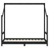 Kids Bed Frame Black 80x160 cm - Solid Pine Wood