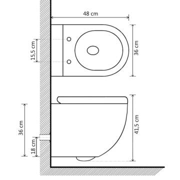 Wall Hung Rimless Toilet with Bidet Function - Stylish and Space-Savin