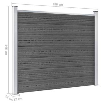 Fence Panel Set WPC 526x146 cm Black - Durable & Stylish